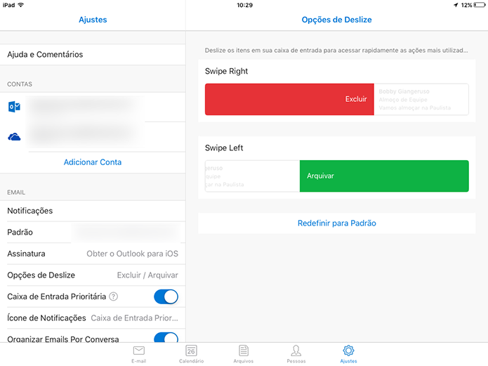 Nova ação rápida do Outlook para iOS entrará em vigor imediatamente (Foto: Reprodução/Elson de Souza)