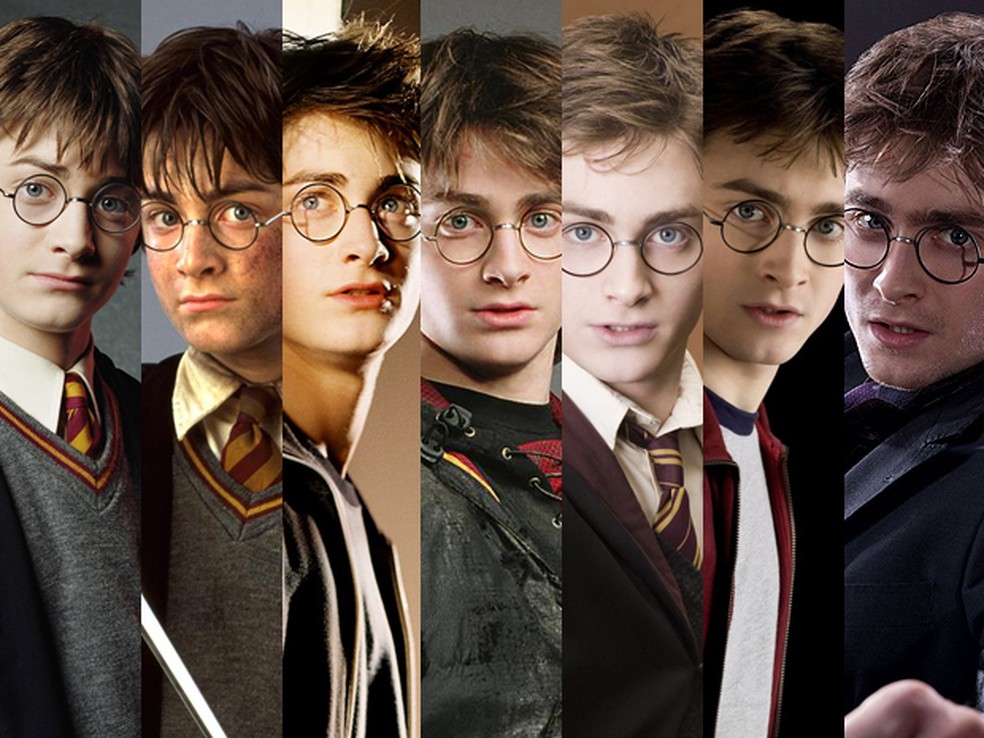 Daniel Radcliffe (Harry Potter) ao longo dos oito filmes da série (Foto: Divulgação) Daniel Radcliffe (Harry Potter) ao longo dos oito filmes da série (Foto: Divulgação)