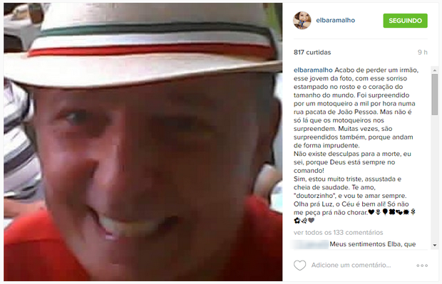 Elba Ramalho lamenta perda do irmão (Foto: Reprodução/ Instagram)