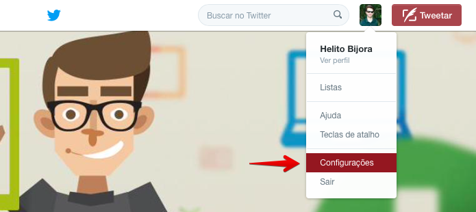 Acesse as configurações do Twitter (Foto: Reprodução/Helito Bijora)