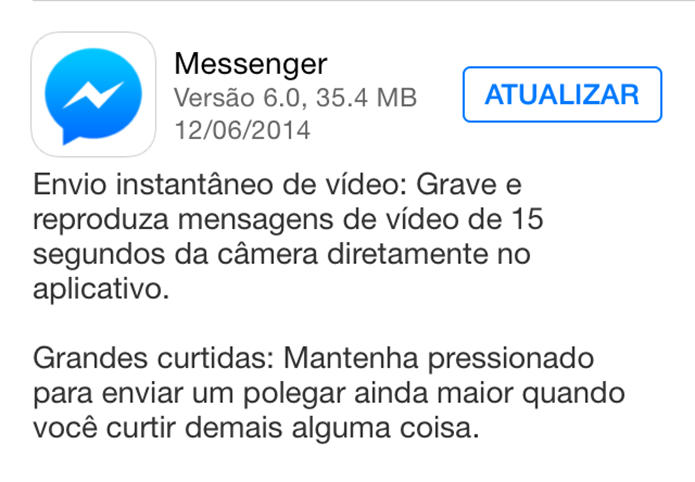 Atualização do Facebook Messenger no iOS (Foto: Reprodução)