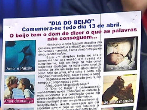 Vereador de Rio Preto criou projeto de lei sobre o Dia do Beijo, que foi aprovado (Foto: Reprodução / TV Tem)