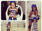 Scheila Carvalho patina no gelo com a filha