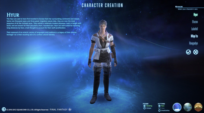 Criação do personagem em Final Fantasy 14 (Foto: Divulgação)
