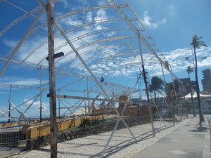 Estrutura do Camarote Brahma, em Salvador (Foto: Henrique Mendes/ G1)
