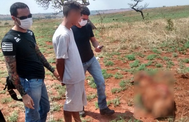 Jovem matou a mãe e enterrou o corpo em terreno abandonado de Águas Lindas de Goiás (Foto: Divulgação/Polícia Civil)