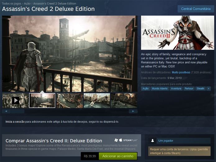 Assassins Creed 2 no Steam (Foto: Reprodução/André Mello)