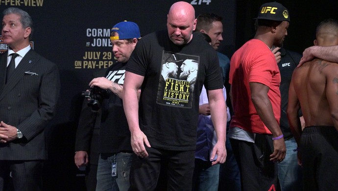 Dana White, camisa May-Mac, pesagem UFC 214 (Foto: Evelyn Rodrigues)
