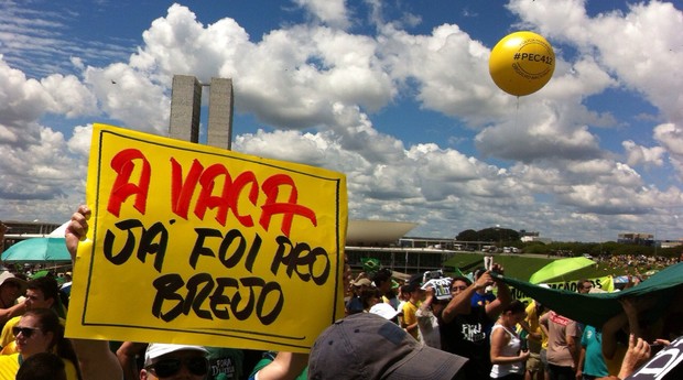 Cartazes de protesto na Esplanada dos Ministérios, em Brasília (Foto: Thiago Bronzatto)