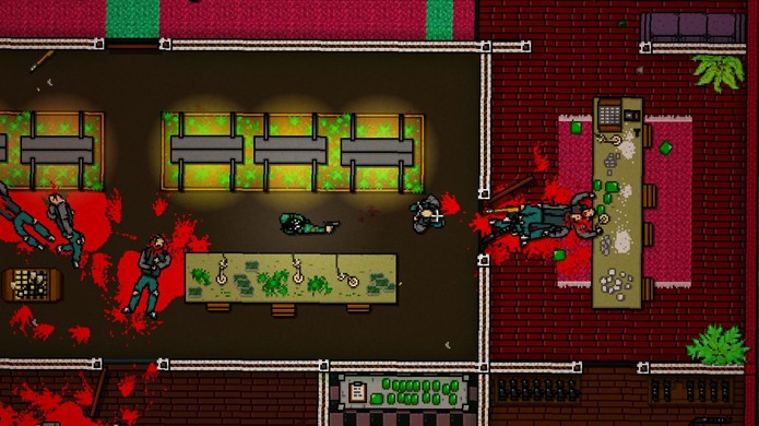 Espere o momento certo para atacar e poderá eliminar todos os inimigos com violência (Foto: Reprodução/Hotline Miami Wiki)