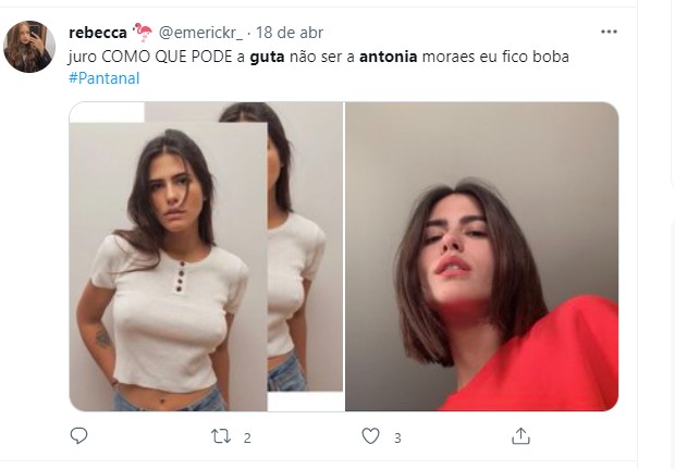 Fãs comentam semelhança entre Antonia Morais e Julia Dalavia (Foto: Reprodução/Twitter)