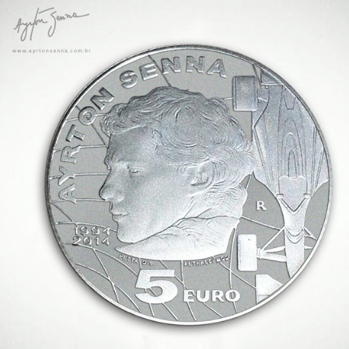 Moeda especial de 5 euros presta homenagem a Ayrton Senna na Europa (Foto: Divulgação  )