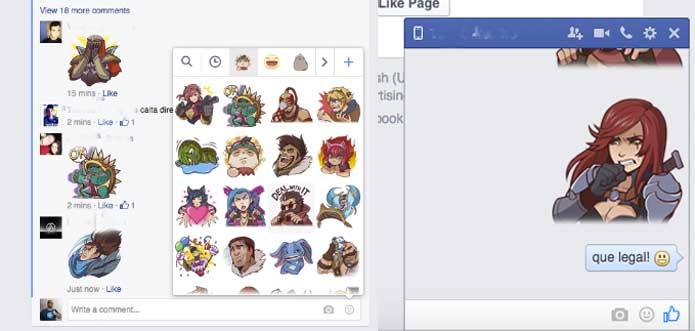 Adesivos de League of Legends no Facebook (Foto: Reprodução/Felipe Vinha)