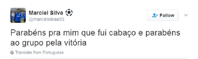 Marciel critica própria atuação em rede social, mas comemora vitória do Timão