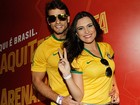 Ex-BBBs Kamila e Eliéser assistem jogo do Brasil em festa em São Paulo