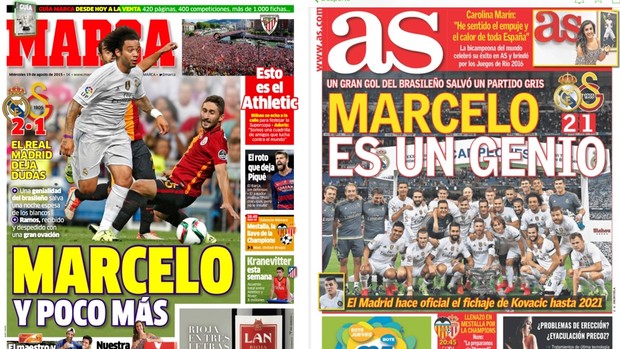 Marcelo é capa dos dois principais jornais de Madri