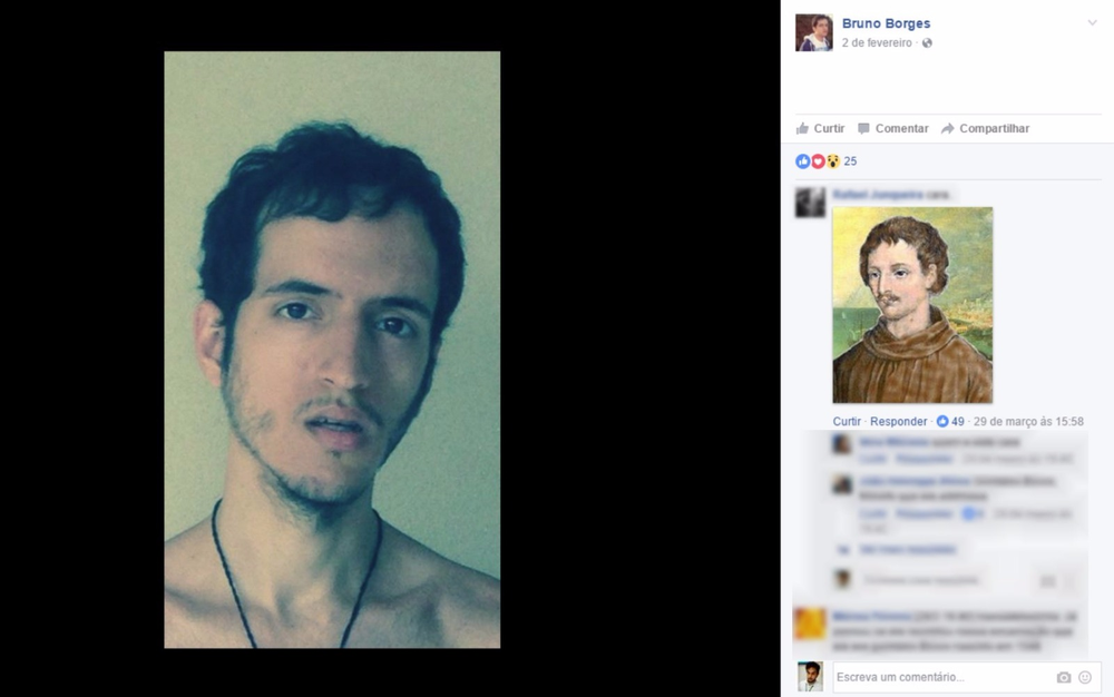 No Facebook de Bruno Borges, internautas falam de semelhança com Giordano Bruno (Foto: Divulgação/Facebook)