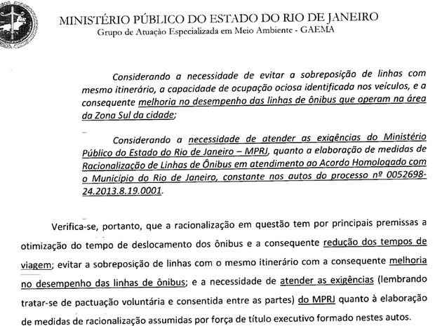 Ministério Público do Rio entrou com uma ação para impedir a continuidade do processo de racionalização dos ônibus (Foto: Reprodução/ MPRJ)