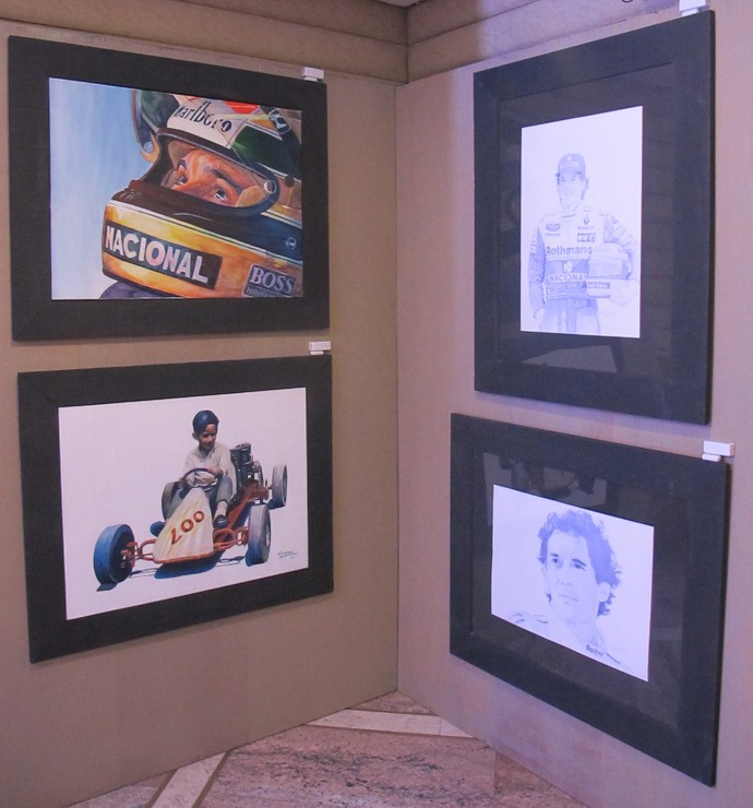 Pinturas e desenhos de Ayrton Senna (Foto: Felipe Siqueira)