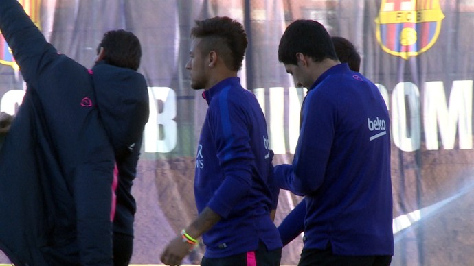 Neymar, Treino do Barcelona (Foto: Cassio Barco)