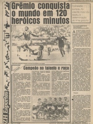 Zero Hora sobre a conquista do mundo do Grêmio em 1983 (Foto: Reprodução )