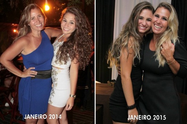 Andréia Sorvetão e Giovanna Antiorio em janeiro de 2014 e janeiro de 2015 (Foto: Isac Luz/EGO e Ag News)