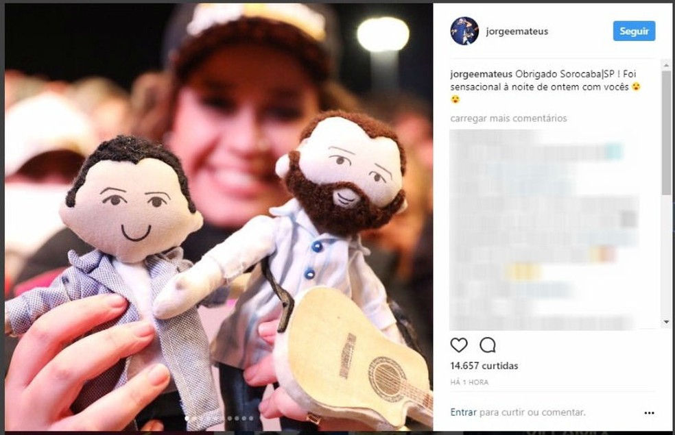 Dupla Jorge e Mateus fez um post em suas redes sociais agradecendo o público pelo show em Sorocaba (Foto: Instagram/Reprodução)