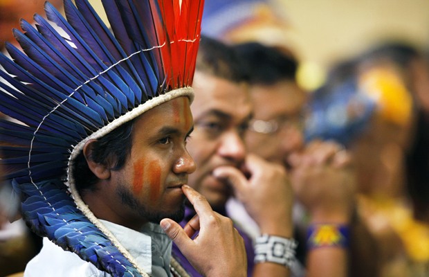 Índio acompanha julgamento de recursos do caso Raposa Serra do Sol no Supremo Tribunal Federal (Foto: Nelson Jr./SCO/STF)