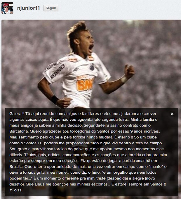 Neymar instagram Barcelona (Foto: Reprodução / Instagram)