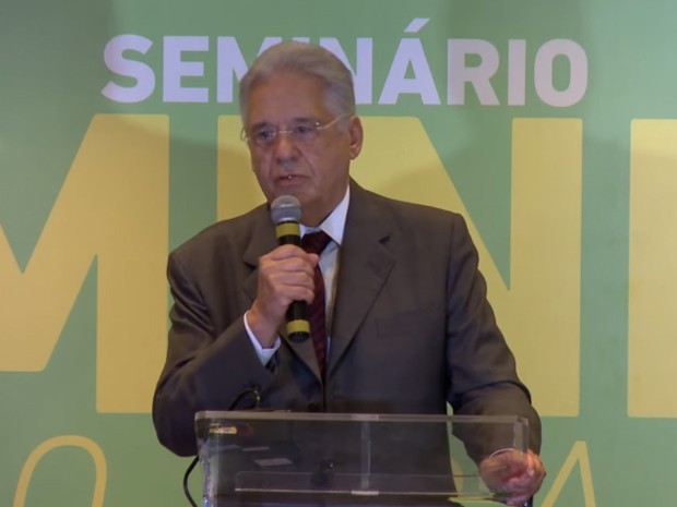 O ex-presidente Fernando Henrique Cardoso durante seminário em São Paulo (Foto: Reprodução)