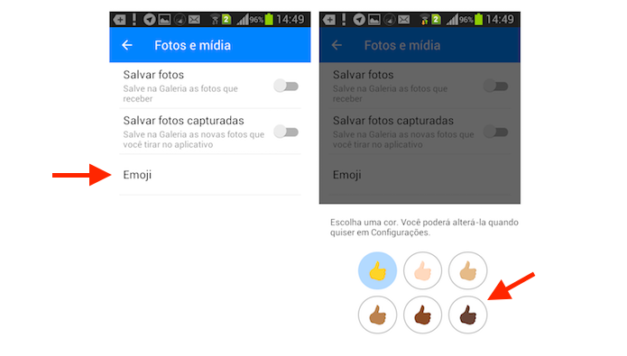 Definindo os emojis do Facebook Messenger para Android de acordo com uma etnia (Foto: Reprodução/Marvin Costa)