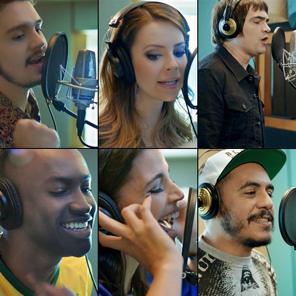 Um pouco da seleção que canta a música da Globo para a Copa e que aos poucos é revelada (Foto: Globo)
