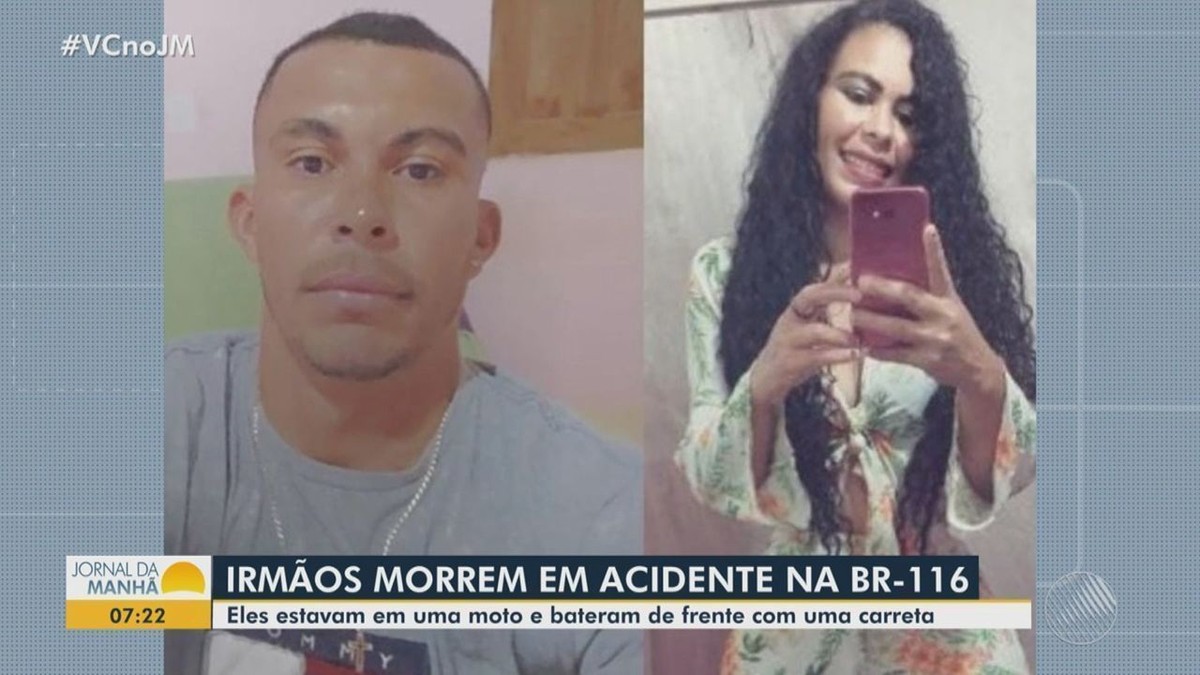 Irmãos morrem após moto bater de frente carreta na BR 116 no