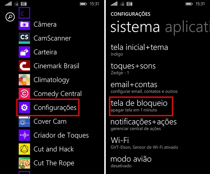 Abra as configurações do Windows Phone para colocar Facebook na tela de bloqueio (Foto: Reprodução/Elson de Souza)
