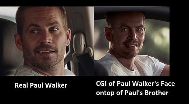 Paul Walker e sua versão criada com efeitos especiais (Foto: Reprodução)