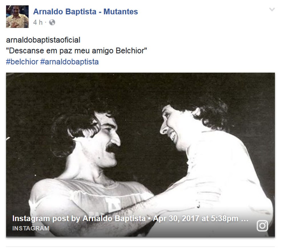 Arnaldo Baptista, ex-integrante dos Mutantes, lamenta morte de Belchior (Foto: Reprodução/Facebook/Arnaldo Baptista)