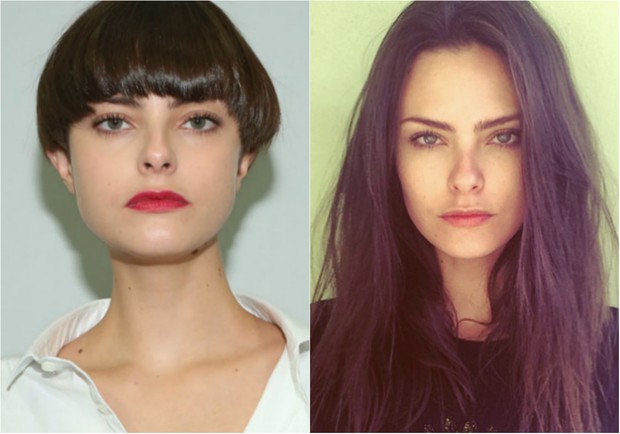 O visual atual de Stefani Medeiros e o corte de cabelo antes da mudança (à direita) (Foto: Celso Tavares / EGO | Arquivo Pessoal)