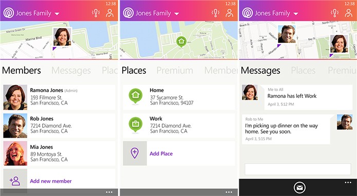 Life360 oferece a opção de monitorar membros de uma mesma família e enviar mensagens de emergência (Foto: Divulgação/Windows Phone Store)