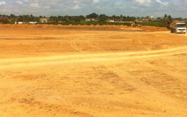 Terreno da Arena América, novo estádio que é construído para o América-RN (Foto: Divulgação)