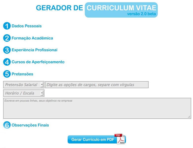 Gerador De Curriculum Vitae - Curriculum Vitae