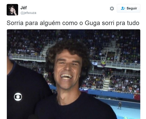 Memes sobre a alegria de Gustavo Kuerten, o Guga (Foto: Reprodução/Twitter)