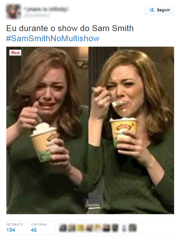 Internautas comentam show de Sam Smith (Foto: Twitter / Reprodução)