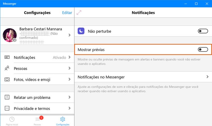 Desative as prévias de mensagens para não ser incomodado no PC (Foto: Reprodução/Barbara Mannara)
