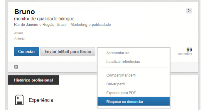 Menu do Linkedin agora tem opção de bloqueio (Foto: Thiago Barros/TechTudo) Menu do Linkedin agora tem opção de bloqueio (Foto: Thiago Barros/TechTudo)