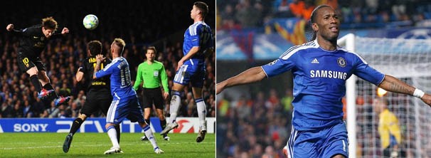 No primeiro jogo, Messi tentou marcar, mas o nome da noite foi Didier Drogba  (Foto: Getty Images / AP / Reprodução: Globoesporte.com)