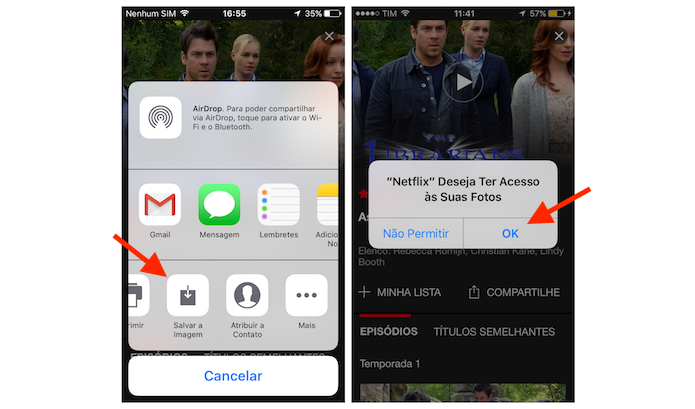 Baixando o poster de um filme ou série do Netflix para a biblioteca de imagens do iPhone (Foto: Reprodução/Marvin Costa)
