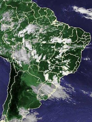Imagem de satélite de quinta-feira (27) do país (Foto: Reprodução/Cptec/Inpe)