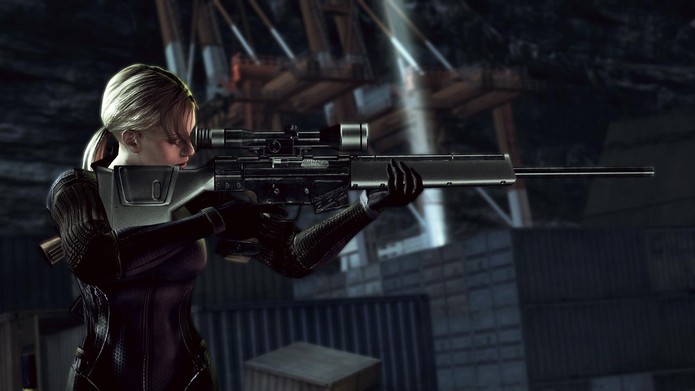 Jill Valentine empunha rifle no modo Desperate Escape de Resident Evil 5: Gold Edition (Reprodução/Resident Evil 5 Wikia)