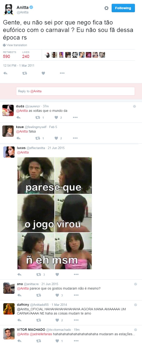 Anitta no Twitter (Foto: Reprodução/ Twitter)