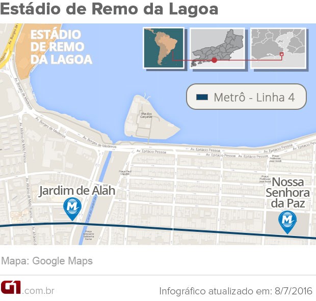 Mapa do Estádio de Remo da Lagoa (Foto: Arte G1)